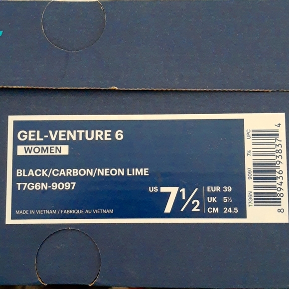 Asics Gel-Venture 6 Women's Trail Running Shoes Black, Carbon, Neon Lime Sz 7½ - Picture 7 of 7